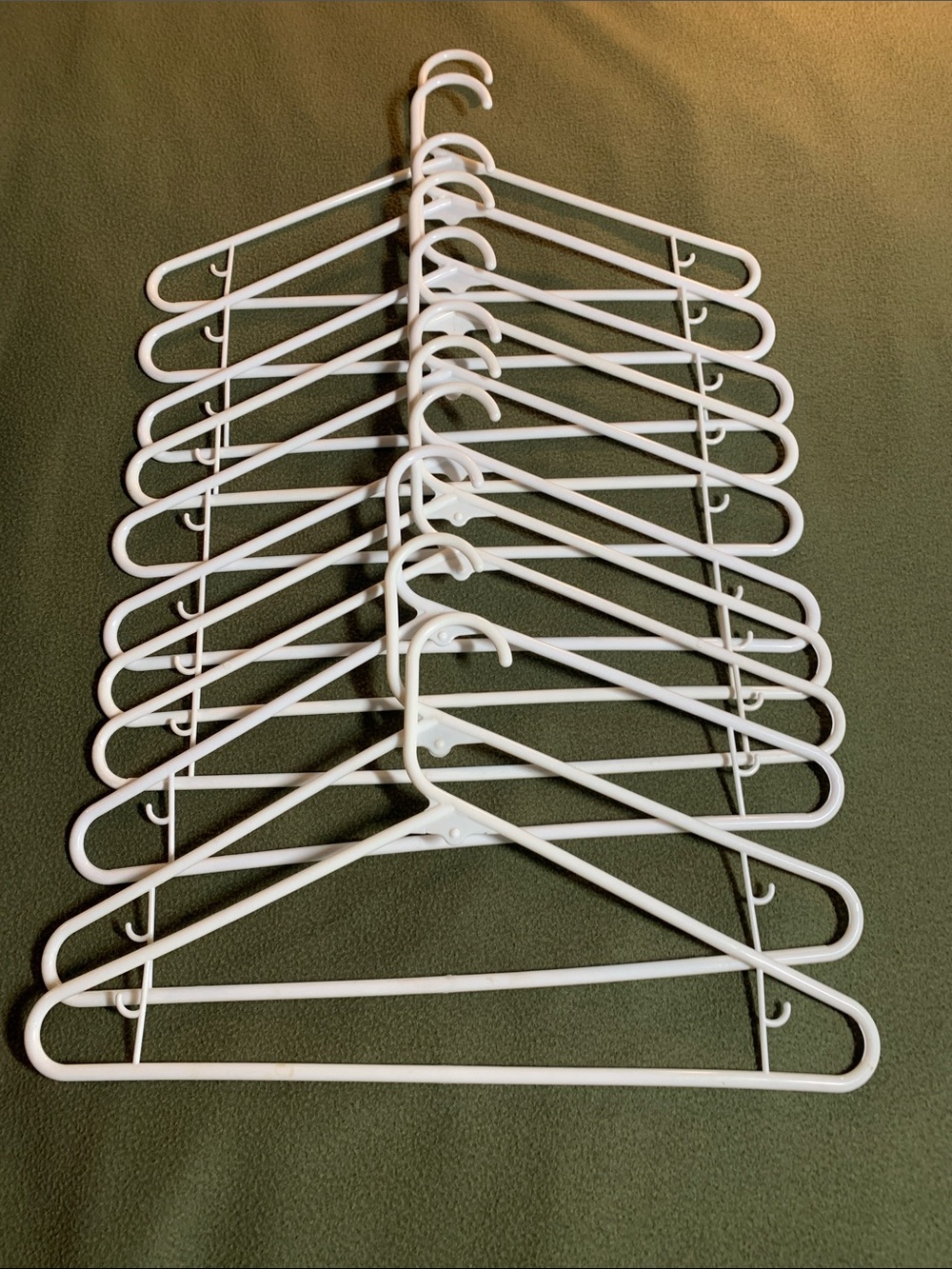 GUC white tube hangers. Set of 11. Approximately 16 1/4” x 9 1/4”